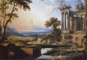 Pierre Patel Landscape with a Colonnade,Washerwomen and Shepherds oil painting picture wholesale